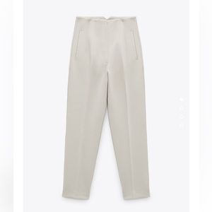 zara high-waisted pants - oyster white